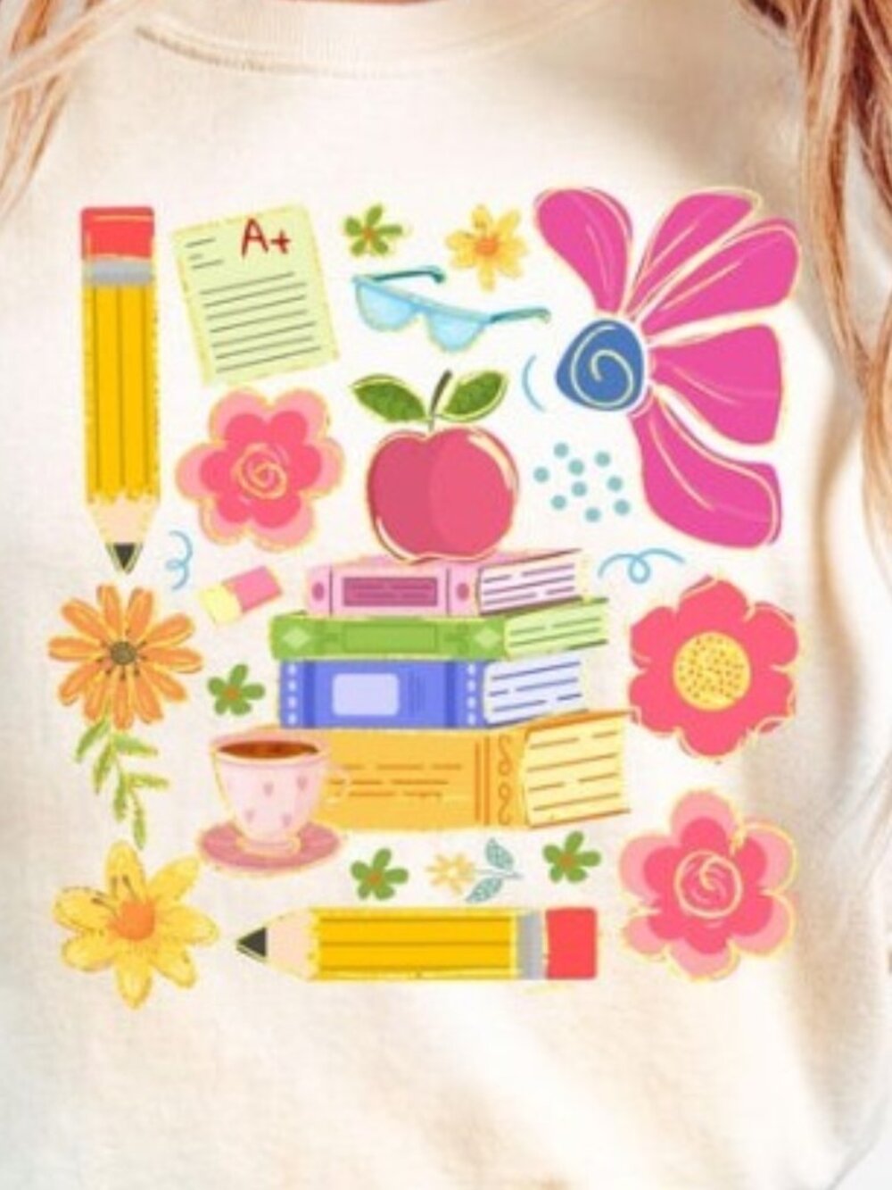 Boho Floral Teacher Shirt, Pencil Shirt - Picture 2 of 4